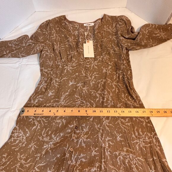 In Loom Floral-Print Button-Front Maxi Dress Boho Cottagecore Peasant Women’s L - Picture 10 of 15